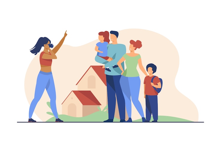 Gratis Vector vrouw die foto van gelukkige familie