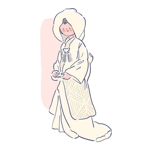 Vrouw die mooie Japanse shiromuk draagt