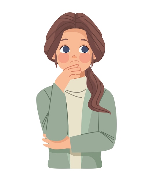 Gratis vector vrouw die nadenkt isoalted ontwerp illustratie