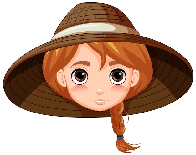 Gratis vector vrouw die traditionele vietnamese hoed draagt