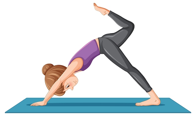 Gratis vector vrouw die yoga beoefent op mat