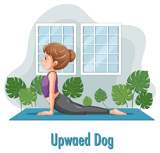 Gratis vector vrouw die yoga thuis doet