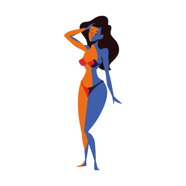 Gratis vector vrouw in bikini geïsoleerde pictogram