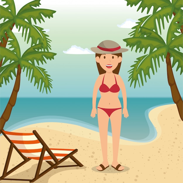 Gratis vector vrouw in het strandkarakter