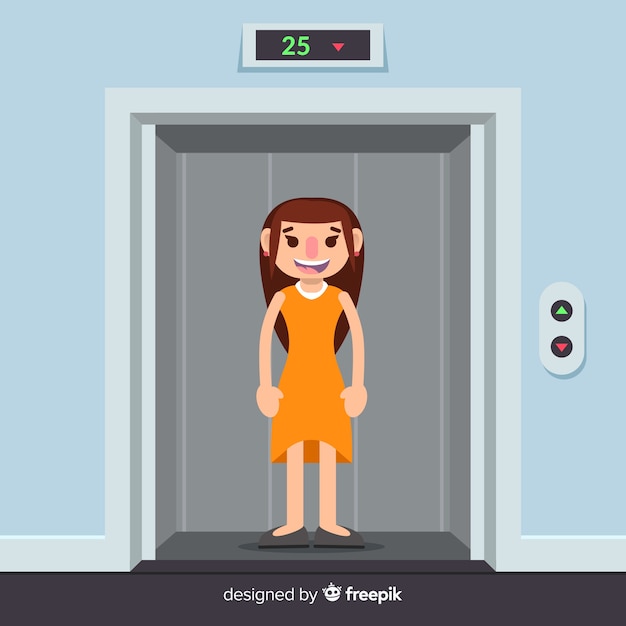 Gratis vector vrouw in lift