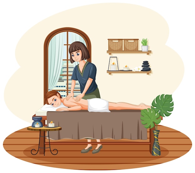 Gratis vector vrouw krijgt terug massage spa