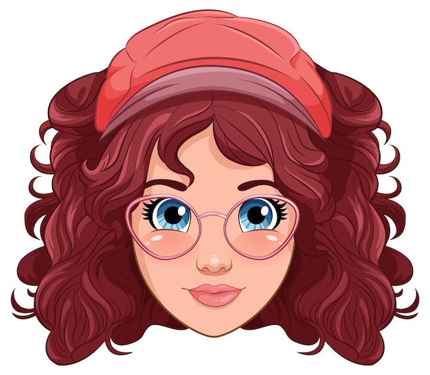 Gratis vector vrouw met bril hoofd cartoon geïsoleerd