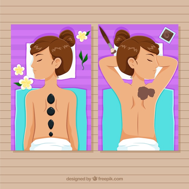 Gratis vector vrouw met een spa-behandeling