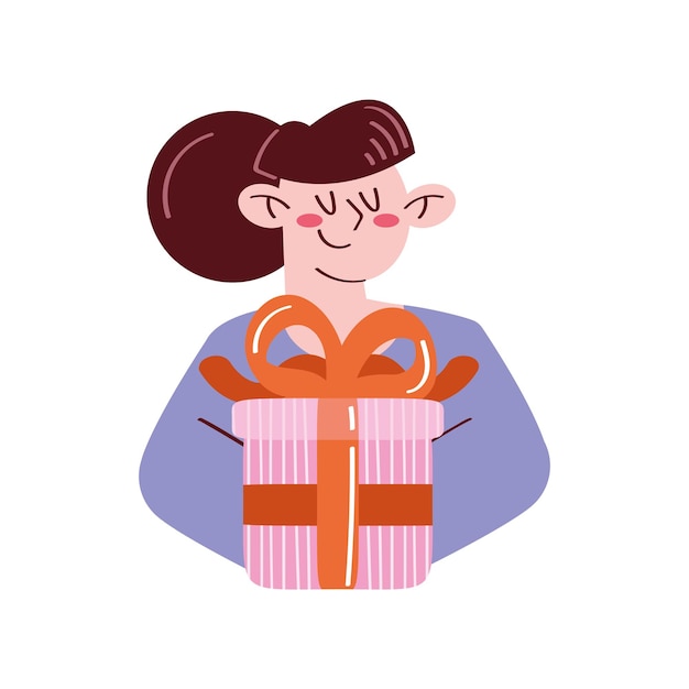 Gratis vector vrouw met geschenkdoos