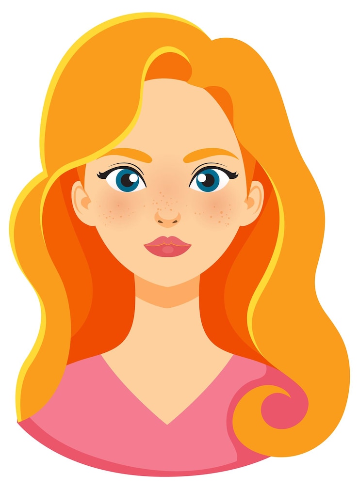 Gratis Vector vrouw met lang rood haar