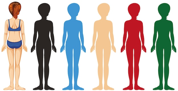 Vrouw met silhouet in verschillende kleuren