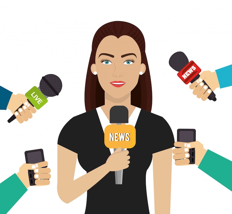 Gratis Vector vrouw met veel microfoons