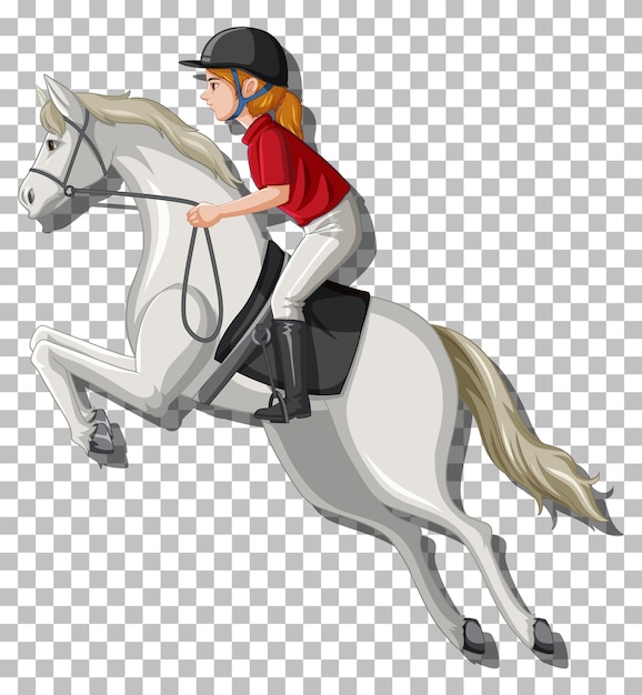 Gratis vector vrouw rijdt op een paard geïsoleerd