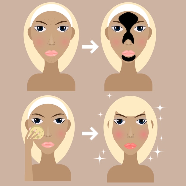 Gratis vector vrouw veranderen met make-up