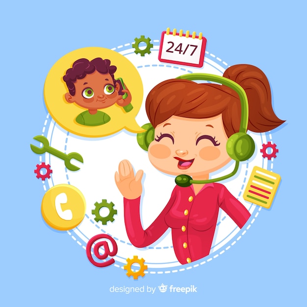 Gratis vector vrouwelijk call center agentontwerp