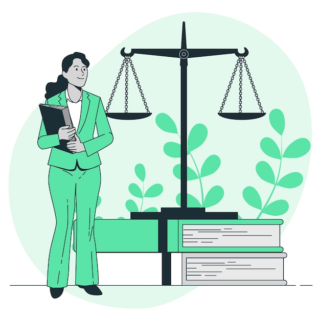 Vrouwelijke advocaat concept illustratie