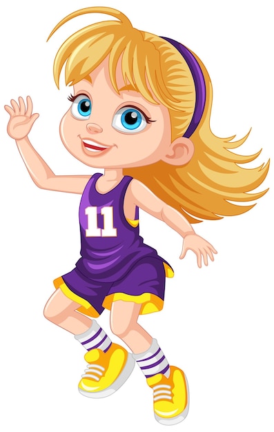 Gratis vector vrouwelijke basketbalspeler cartoon personage