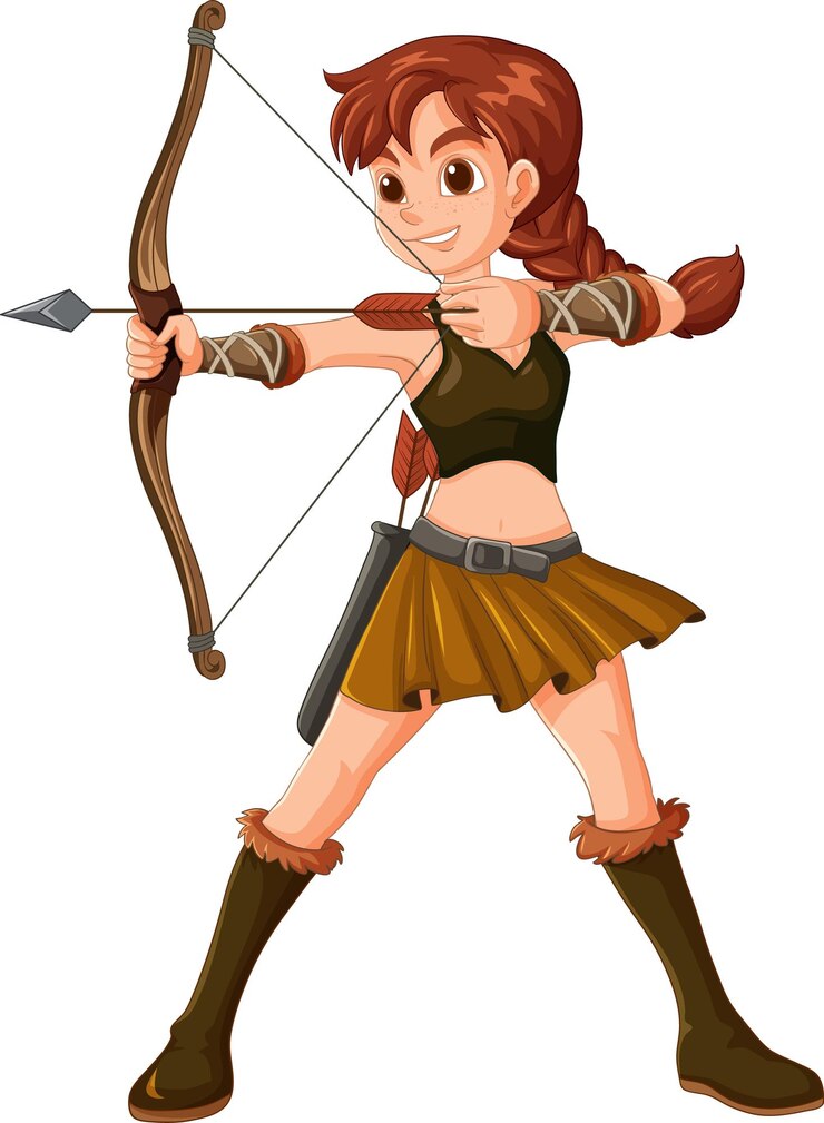 Gratis Vector vrouwelijke boogschutter klaar om te schieten