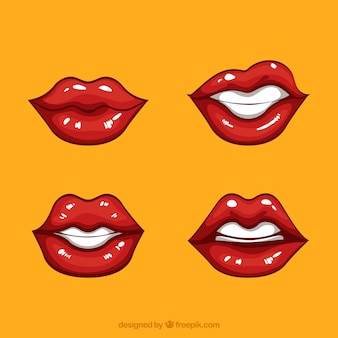 Vrouwelijke lippencollectie met 2d-stijl