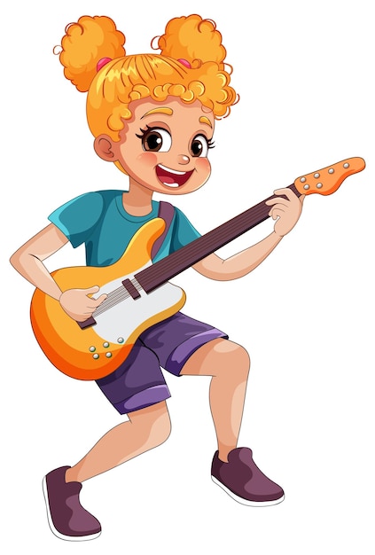 Gratis vector vrouwelijke rockmuzikant die bas speelt