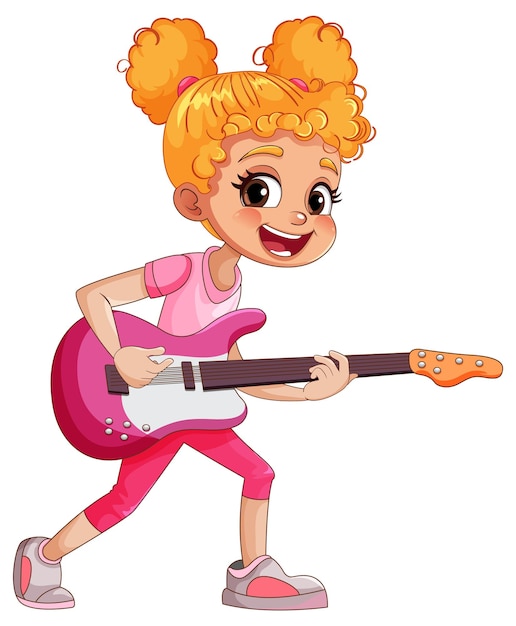 Gratis vector vrouwelijke rockmuzikant die bas speelt