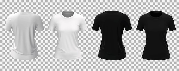 vrouwelijke witte en zwarte t-shirtcollectie