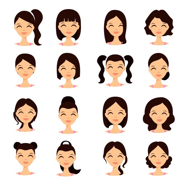 Vrouwen Haarstijlen Premium Vector