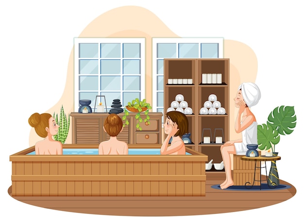 Gratis vector vrouwen in bubbelbad spa