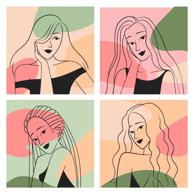 Gratis vector vrouwen in elegante lijn kunststijl collectie