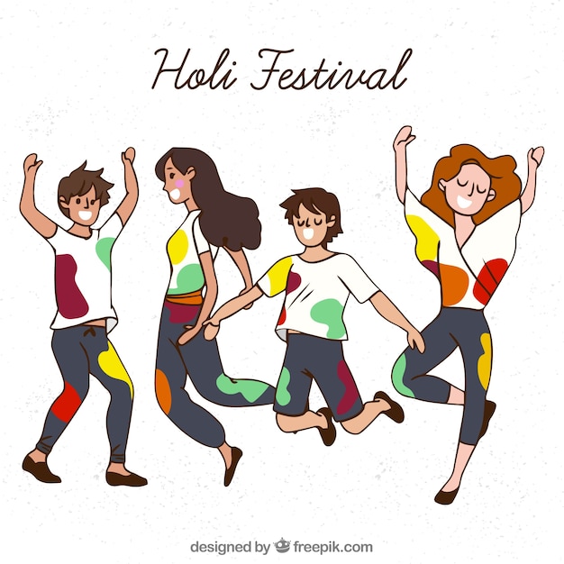 Gratis vector vrouwen vieren holifestival