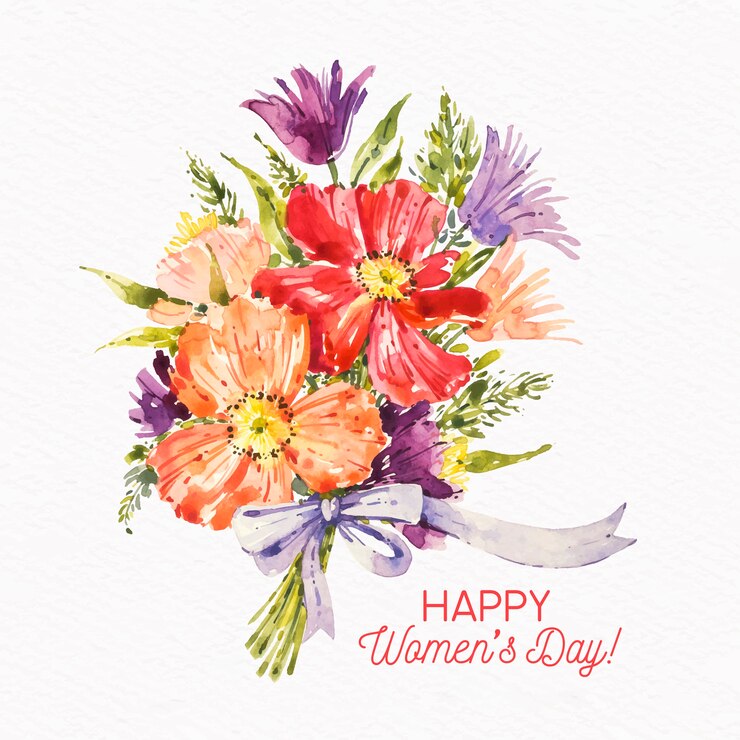 Gratis Vector vrouwendag aquarel boeket bloemen