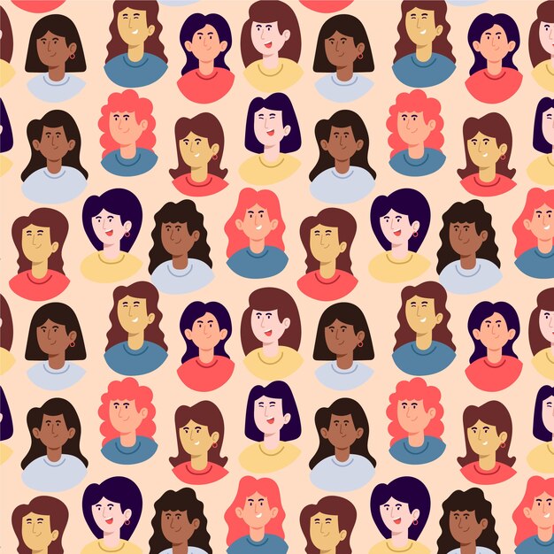 Vrouwendag patroon met vrouwen gezichten