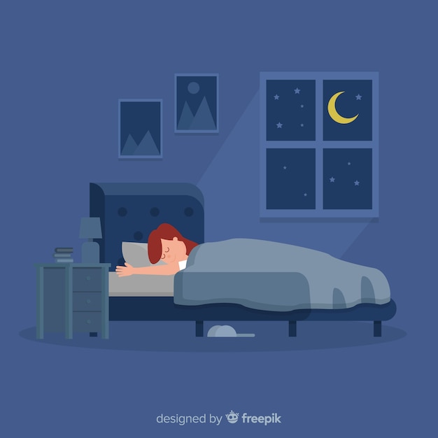 Gratis vector vrouwenslaap in bed