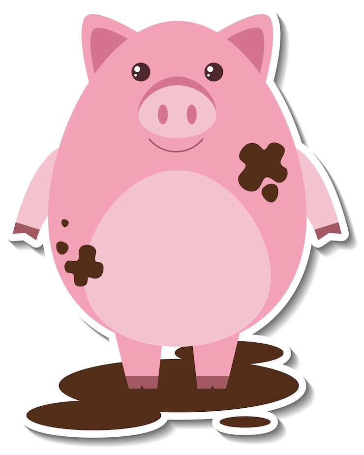 Gratis Vector vuile varkens boerderij dieren cartoon sticker