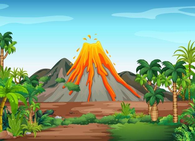 Vulkaanuitbarsting buiten scène achtergrond