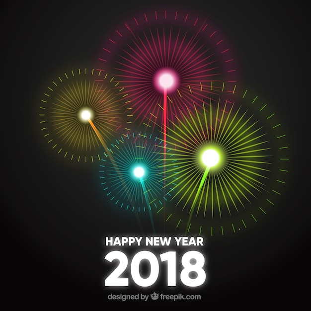 Gratis vector vuurwerk 2018 achtergrond