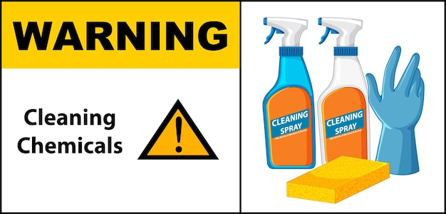 Gratis vector waarschuwingsbanner voor schoonmaakchemicaliën