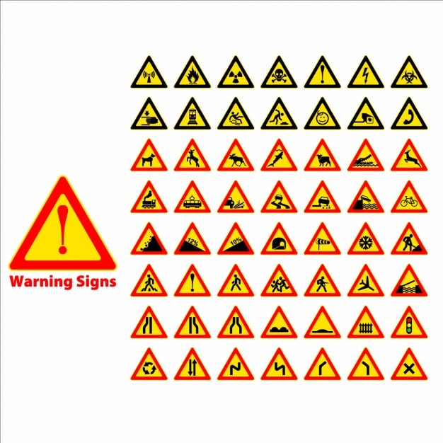 Gratis Vector waarschuwingsbord symbool set design element