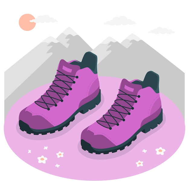 Gratis vector wandelschoenen concept illustratie