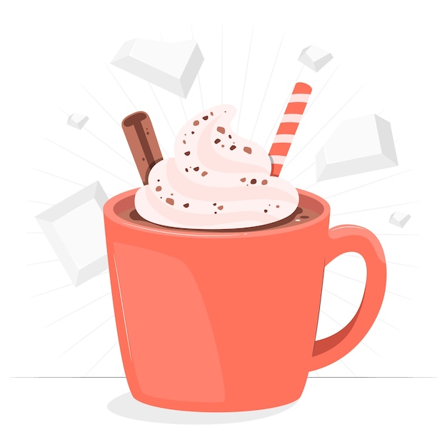 Gratis vector warme chocolademelk concept illustratie