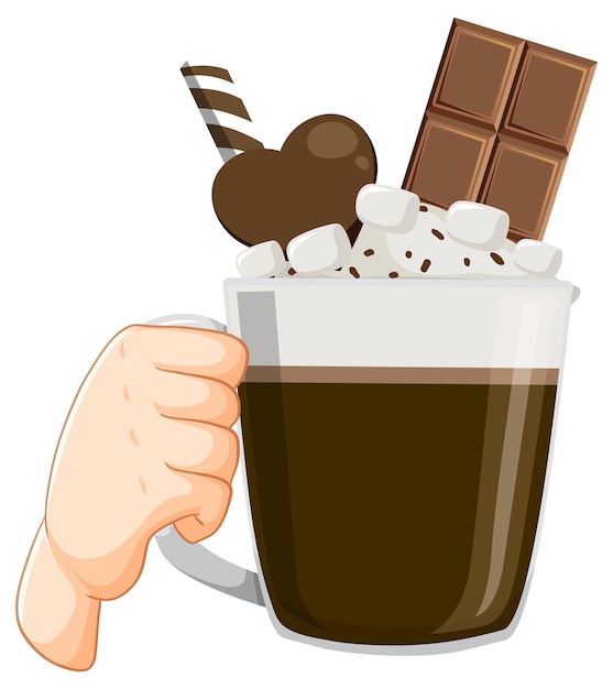 Gratis vector warme chocolademelk met slagroom