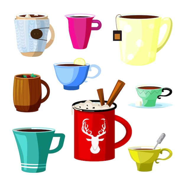 Gratis vector warme dranken set