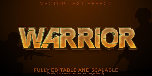 Warrior-teksteffect, bewerkbare tekststijl voor zwaarden en soldaten