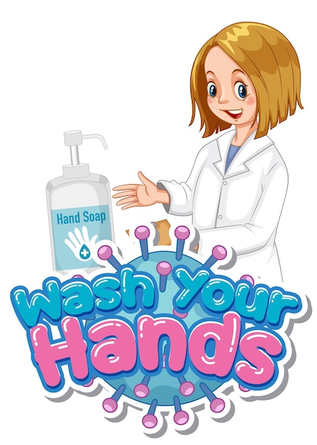 Was je handen posterontwerp met gelukkige dokter
