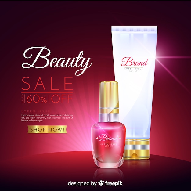 Gratis vector wasserij cosmetica verkoop realistische advertentie