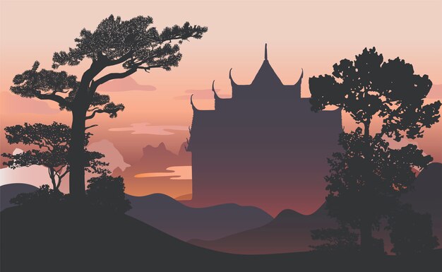 Wat Benjamabhopit silhouet vector ontwerp