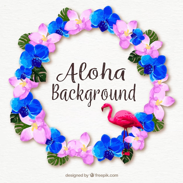 Gratis vector water kleur aloha bloemen achtergrond