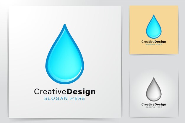 Water, oliedruppel logo ideeën. Inspiratie logo ontwerp. Sjabloon vectorillustratie. Geïsoleerd Op Witte Achtergrond