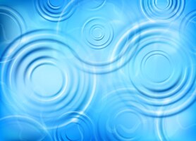 Gratis vector water rimpel realistische achtergrond met helder water cirle