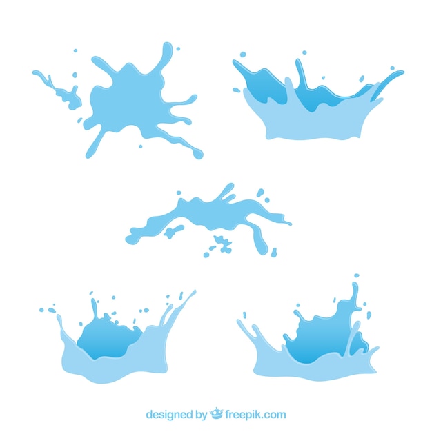 Gratis vector water splash collectie in vlakke stijl